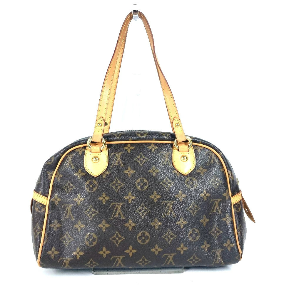 Louis Vuitton Canvas Shoulder Brown Bag Boston Montorgueil Monogram